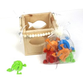 Kinderspielzeug aus Arvenholz-Fröschlispiel klein für unterwegs-