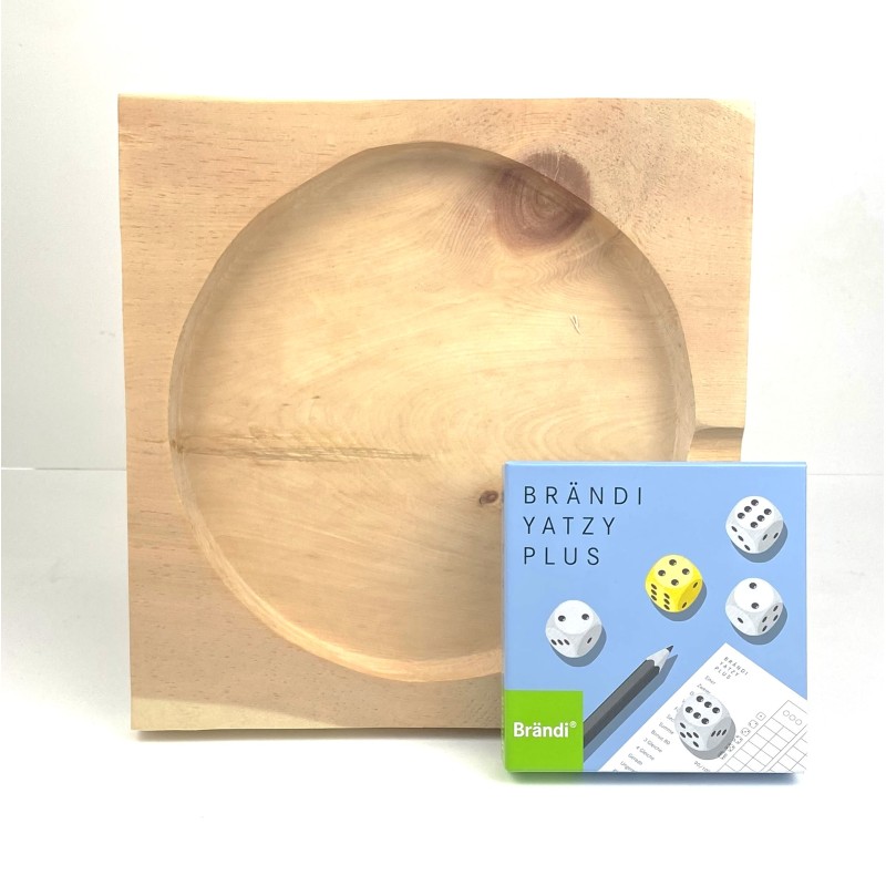 Kinderspielzeug aus Arvenholz-Spielbrett mit Yatzy Plus von Brändi- Kinderspielzeug aus Arvenholz-Spielbrett mit Yatzy Plus von Brändi-
