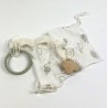 Kinderspielzeug aus Arvenholz-Beissring aus Silicone Teether grün mit Clip auf Arvenholz-